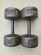 Pair Of Vintage York Barbell 45 Lb Dumbbells Cast Iron Roundheads
