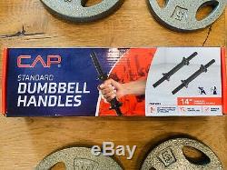 Pair of adjustable dumbbell handles with assorted 1 weight plates TOTAL 60lbs