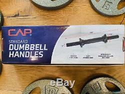 Pair of adjustable dumbbell handles with assorted 1 weight plates TOTAL 60lbs