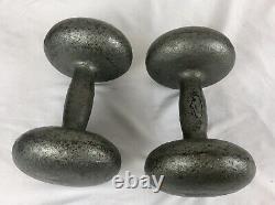 Pair vintage 25 lb bun head cast iron dumbbells (50lbs) Total