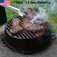 Portable Cast Iron Kickoff Bbq Grill Round Barbecue Roast Pork Kebab Camping Usa