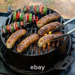 Portable Cast Iron Kickoff BBQ Grill Round Barbecue Roast Pork Kebab Camping USA