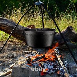 Pre-Seasoned Cast Iron Dutch Oven with Flanged Lid Iron Cover, for Campfire or F