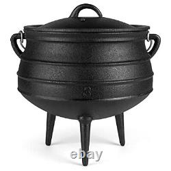 Pre-Seasoned Cauldron Cast Iron 8 Quarts African Potjie Pot with Lid 3
