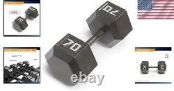 Premium Cast Iron Hex Dumbbell 70 lbs with Knurled Grip for Enhanced Workouts