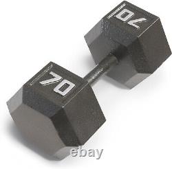Premium Cast Iron Hex Dumbbell 70 lbs with Knurled Grip for Enhanced Workouts