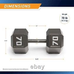 Premium Cast Iron Hex Dumbbell 70 lbs with Knurled Grip for Enhanced Workouts