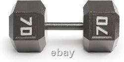 Premium Cast Iron Hex Dumbbell 70 lbs with Knurled Grip for Enhanced Workouts