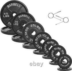 Premium Cast Iron Olympic Weight Plates Set 255 lbs for Ultimate Strength