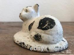 Primitive Antique Cast Iron Cat Lying on Rug Paperweight Doorstop Heavy 3.6 Lbs