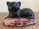 Primitive Antique Cast Iron Cat Lying On Rug Paperweight Doorstop Heavy 3.8 Lbs