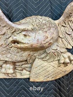 RARE 40 ANTIQUE WEATHERED CAST IRON HANGING AMERICAN EAGLE 40lbs HISTORIC DECOR