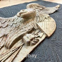 RARE 40 ANTIQUE WEATHERED CAST IRON HANGING AMERICAN EAGLE 40lbs HISTORIC DECOR