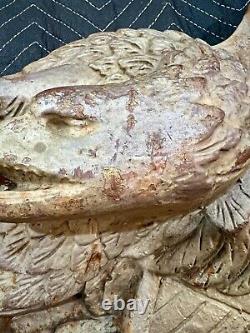 RARE 40 ANTIQUE WEATHERED CAST IRON HANGING AMERICAN EAGLE 40lbs HISTORIC DECOR