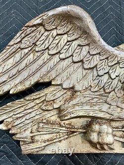 RARE 40 ANTIQUE WEATHERED CAST IRON HANGING AMERICAN EAGLE 40lbs HISTORIC DECOR