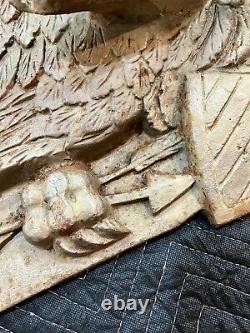 RARE 40 ANTIQUE WEATHERED CAST IRON HANGING AMERICAN EAGLE 40lbs HISTORIC DECOR