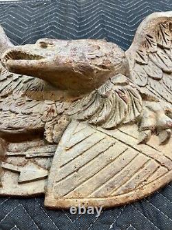 RARE 40 ANTIQUE WEATHERED CAST IRON HANGING AMERICAN EAGLE 40lbs HISTORIC DECOR