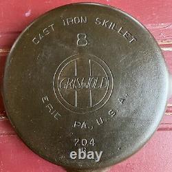 RARE GRISWOLD #8 Cast Iron Skillet 704B Slant Logo EPU Smooth Bottom 1939-44