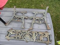 RARE & HARD TO FIND Vintage Cast Iron dinosaurs Child's Bench Back and sides