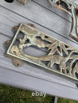 RARE & HARD TO FIND Vintage Cast Iron dinosaurs Child's Bench Back and sides