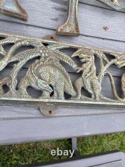 RARE & HARD TO FIND Vintage Cast Iron dinosaurs Child's Bench Back and sides