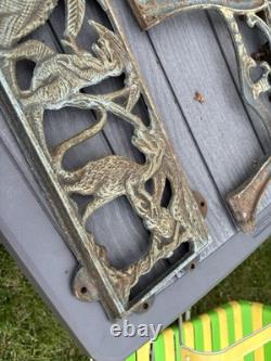 RARE & HARD TO FIND Vintage Cast Iron dinosaurs Child's Bench Back and sides