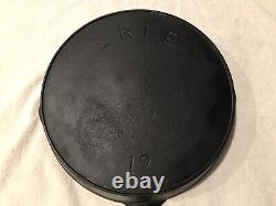 RARE LARGE ERIE #12 Cast Iron Skillet, pre-Griswold 14'' quote Mark FANCY 12