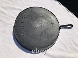 RARE LARGE ERIE #12 Cast Iron Skillet, pre-Griswold 14'' quote Mark FANCY 12