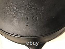 RARE LARGE ERIE #12 Cast Iron Skillet, pre-Griswold 14'' quote Mark FANCY 12