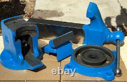 REED 404 SWIVEL JAW machinist Bench Vise, swivel base, 4 grooved jaws, 57 lbs