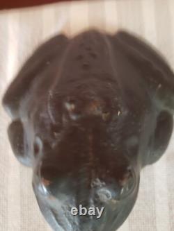 Rare 1957 Solid Cast Iron Foundry Marked Door Stop Bullfrog On Lily Pad 14 Lbs