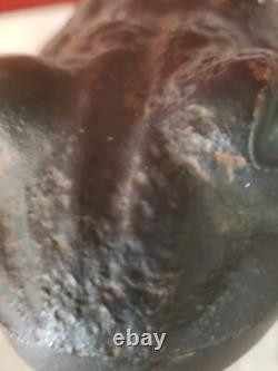 Rare 1957 Solid Cast Iron Foundry Marked Door Stop Bullfrog On Lily Pad 14 Lbs Rare 1957 Solid Cast Iron Foundry Marked Door Stop Bullfrog On Lily Pad 14 Lbs