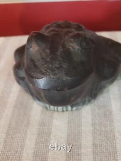 Rare 1957 Solid Cast Iron Foundry Marked Door Stop Bullfrog On Lily Pad 14 Lbs