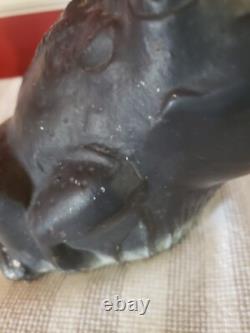 Rare 1957 Solid Cast Iron Foundry Marked Door Stop Bullfrog On Lily Pad 14 Lbs