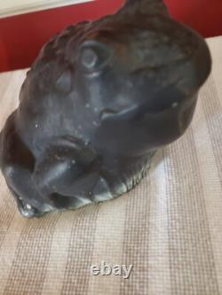 Rare 1957 Solid Cast Iron Foundry Marked Door Stop Bullfrog On Lily Pad 14 Lbs