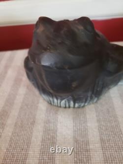 Rare 1957 Solid Cast Iron Foundry Marked Door Stop Bullfrog On Lily Pad 14 Lbs Rare 1957 Solid Cast Iron Foundry Marked Door Stop Bullfrog On Lily Pad 14 Lbs