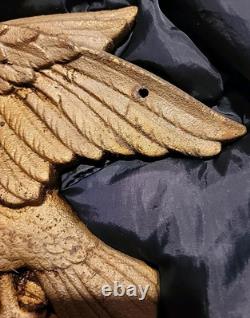 Rare Antique Cast Iron Eagle and Shield Wall Hanging Patriotic 13 X 11 15 lbs