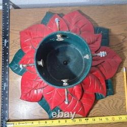 Rare Cast Iron Hand Painted Poinsettia Christmas Tree Stand 26lbs 4oz #248