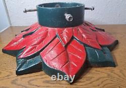 Rare Cast Iron Hand Painted Poinsettia Christmas Tree Stand 26lbs 4oz #248