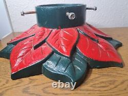 Rare Cast Iron Hand Painted Poinsettia Christmas Tree Stand 26lbs 4oz #248