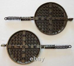 Rare Griswold CLOWS Slant Logo No. 8 Waffle Maker Advertising Cast Iron