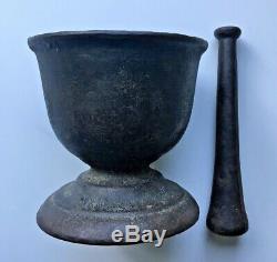 Rare Vintage Cast Iron Mortar And Pestle Apothecary Pharmacy 6lb 13oz 5 3/8 tall