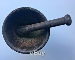 Rare Vintage Cast Iron Mortar And Pestle Apothecary Pharmacy 6lb 13oz 5 3/8 tall