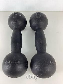 Rare Vintage Set Of 5Lb Globe Ball Round Dumbbell Weight Cast Iron