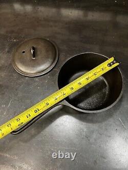 Restored Vintage Lodge 2 Quart Cast Iron Sauce Pot With Lid Thermometer Hole