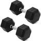 Rubber Coated Dumbbells Pair 25 Lbs Cast Iron Non-slip Grip