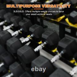 Rubber Coated Dumbbells Pair 25 lbs Cast Iron Non-slip Grip