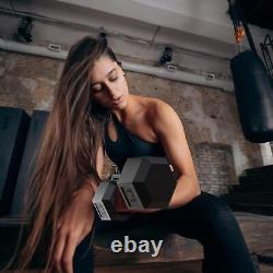 Rubber Coated Hex Dumbbell Weight Set and Storage Rack 100LB Set Cast Iron