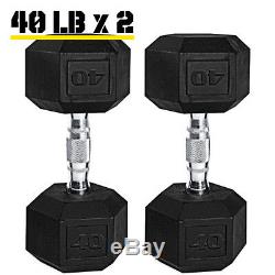 Rubber Hex Dumbbell PAIRS Free Weights Home Gym Cast Iron Strength Training New