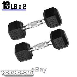 Rubber Hex Dumbbells 10-60 lb PAIRS Free Weights Home Gym Exercise Training NEW